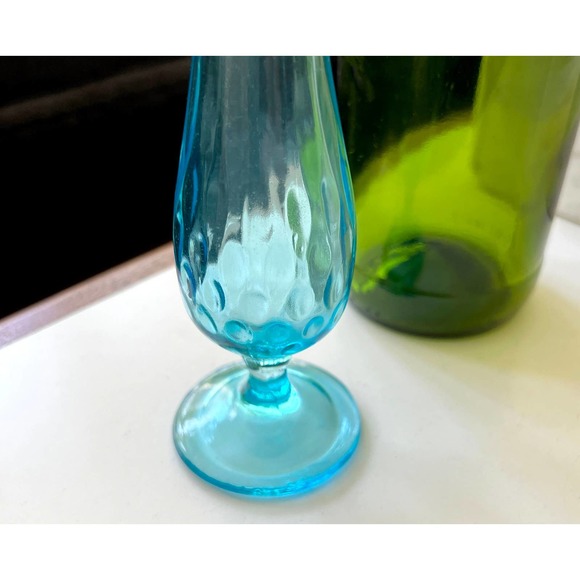 Vintage Ice Blue Footed Viking Vase. 9.5" Tall - Picture 10 of 10